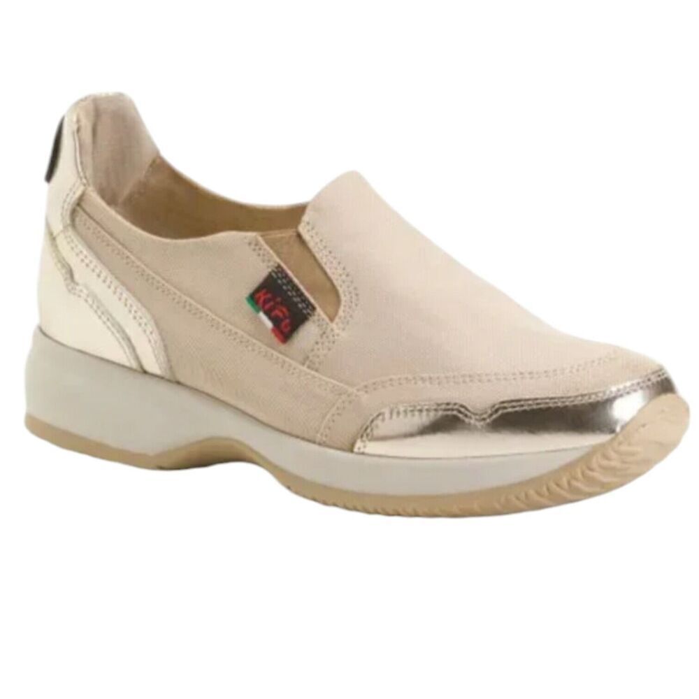 Stone Haven By Soldini Beige Sneakers Size 8 Made In Italy Slip On Womens
